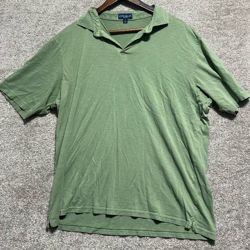 Peter Millar Men’s Green Short Sleeve Polo Golf Shirt Pima Cotton Size XL